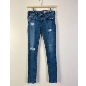 AG Adriano Goldschmied‎ The Legging Ankle Distressed Jeans Blue Wash Size 24R
